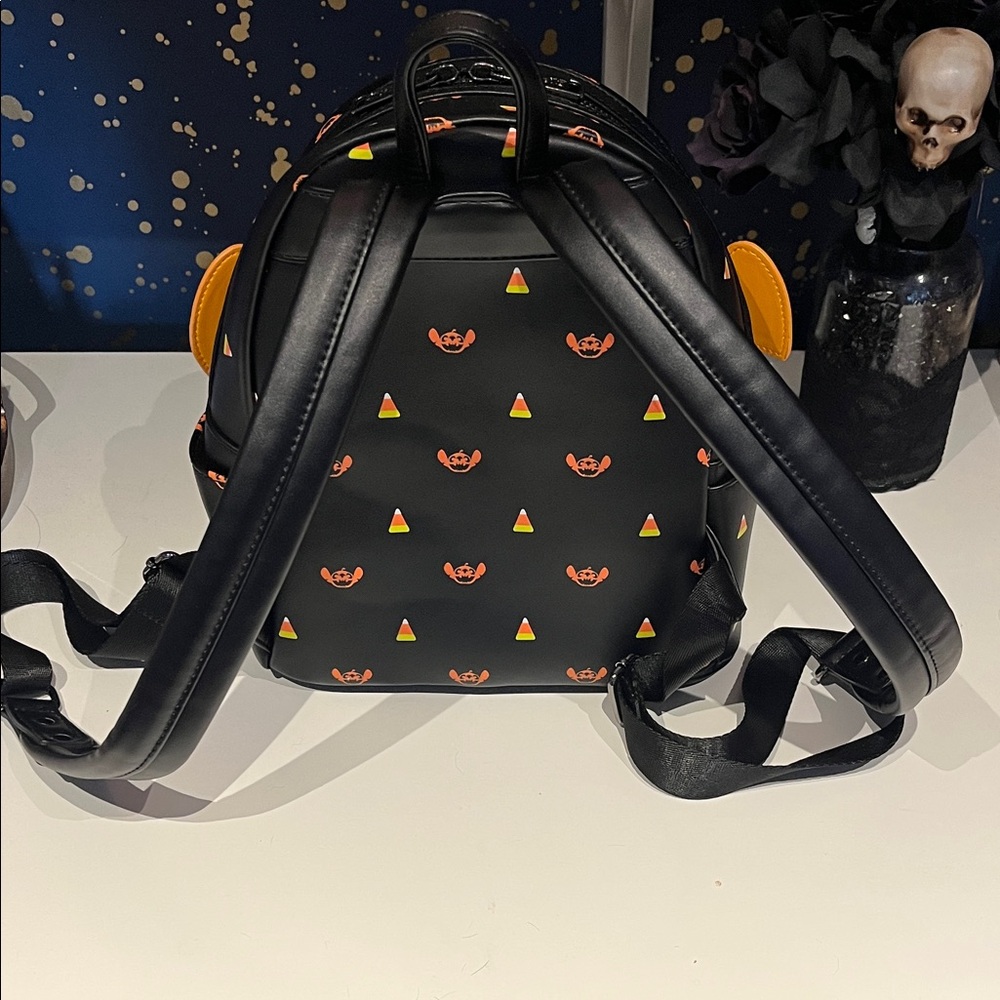 Loungefly Black and Orange Halloween Stitch Pumpkin Mini Backpack - Picture 3 of 7